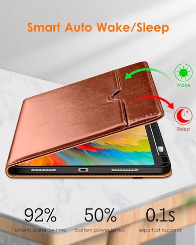 DTTO for iPad Pro 13 inch Case (M4) 2024, Premium Leather Business Folio Stand Cover with Pencil Holder - Auto Wake/Sleep and Multiple Viewing Angles, Built in Hand Strap & Pocket, Brown in Saudi Arabia
