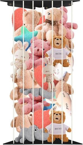 Toy Storage Organizer Corner Stuffed Animal Plush Toy Storage Kids Room Holder with Length Adjustable Large Toys Wall Hanging Shelf for Nursery Playroom Bedroom Sturdy Metal Black in Saudi Arabia