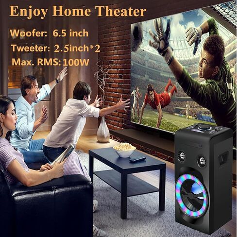 100W Home Stereo System with CD Player, FM Radio, Bluetooth, AUX in/USB in, Karaoke Function, Earphone Jack, LED Lights, Remote Control Included in Saudi Arabia
