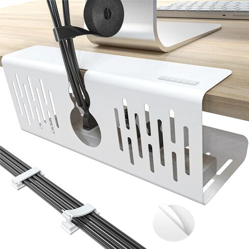 NODOCA No Drill Under Desk Cable Management Tray, 14'' Wire Management, 3M Double-Sided Stickers, Newest Metal Cable Tray, Wire Organizer Under Desk, Under Desk Basket for Office and Home, Black in Saudi Arabia