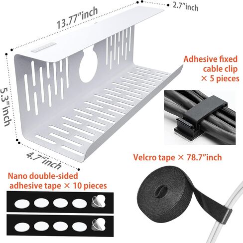 NODOCA No Drill Under Desk Cable Management Tray, 14'' Wire Management, 3M Double-Sided Stickers, Newest Metal Cable Tray, Wire Organizer Under Desk, Under Desk Basket for Office and Home, Black in Saudi Arabia