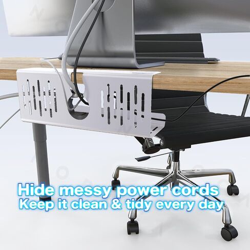 NODOCA No Drill Under Desk Cable Management Tray, 14'' Wire Management, 3M Double-Sided Stickers, Newest Metal Cable Tray, Wire Organizer Under Desk, Under Desk Basket for Office and Home, Black in Saudi Arabia