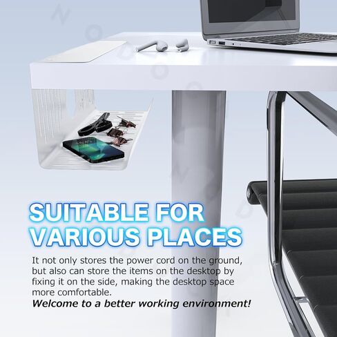 NODOCA No Drill Under Desk Cable Management Tray, 14'' Wire Management, 3M Double-Sided Stickers, Newest Metal Cable Tray, Wire Organizer Under Desk, Under Desk Basket for Office and Home, Black in Saudi Arabia
