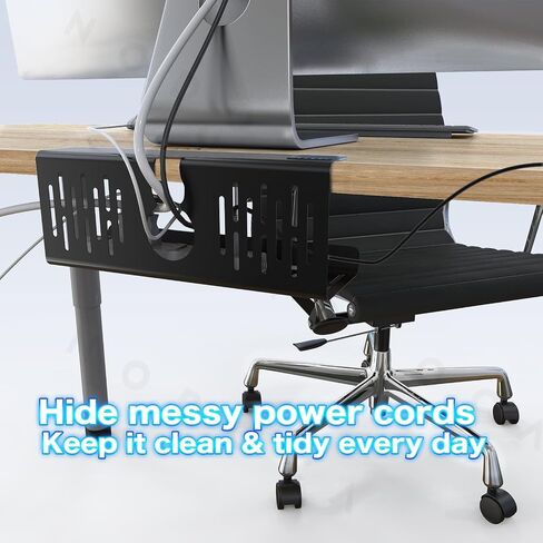 NODOCA No Drill Under Desk Cable Management Tray, 14'' Wire Management, 3M Double-Sided Stickers, Newest Metal Cable Tray, Wire Organizer Under Desk, Under Desk Basket for Office and Home, Black in Saudi Arabia