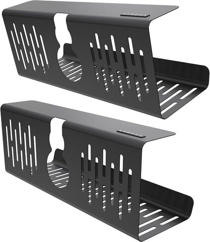NODOCA No Drill Under Desk Cable Management Tray, 14'' Wire Management, 3M Double-Sided Stickers, Newest Metal Cable Tray, Wire Organizer Under Desk, Under Desk Basket for Office and Home, Black in Saudi Arabia