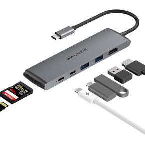 USB C Hub, WALNEW 7 in 1 USB C Docking Station with 4K HDMI,100W PD, 3 5Gbps Data Ports(1 USB-C & 2 USB 3.0),TF/SD Card Reader, USB Hub for Laptop, MacBook Pro/Air/Mac/Dell/HP/ASUS/Acer/Steam Deck