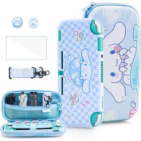 HYPERCASE Cute Switch Lite Carrying Case Set of Cartoon Dog, Bule Portable Switch Lite Travel Pouch Accessories Bag with Soft Protective Cover Skin, Screen Protector, Shoulder Strap and 2 Thumb Caps in Kuwait