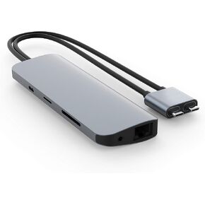 HyperDrive 10-in-2 USB C Dock, Dual Monitor HDMI 4K@60Hz, 60W USBC Power Delivery, Gigabit Ethernet, USB-C Hub Adapter for MacBook Pro with M1 Pro/Max 2021, MacBook Pro 2016-2019, MacBook Air (Gray) in Kuwait