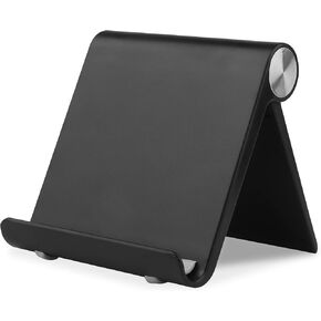 Mobile Phone Holder, Phone Stand Desk Desktop Mobile Holder Adjustable Foldable Portable Video Call Mount (1PH -Black)