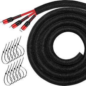 Cable Sleeve Split-Sleeving 30ft-1/2inch Cord Management Wire Protector, Wire Cover Heat Resistant Wiring Loom Harness Wire Organizer, Heavy Duty Auto Wrap Cord Protectors from Pets No Chew, Black