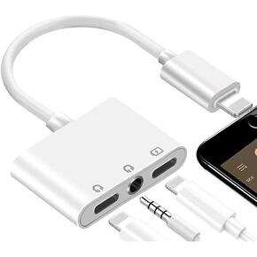 Lightning to Headphone Adapter 3.5mm Jack Headphone Adapter 3 in 1 Earphone and Charging Splitter for iPhone 13/12/11/SE/XS/XR/X/8/7 and iPad