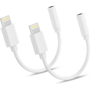 (معتمد من Apple MFi) 2 حزمة من محول مقبس سماعة الرأس Lightning إلى 3.5 مم لهاتف iPhone، كابل صوت دونجل محول سماعة رأس iPhone متوافق مع iPhone 14 13 12 11 X XS 8 7 يدعم جميع أجهزة iOS in Kuwait