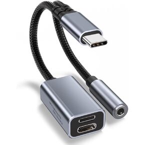 محول سماعة رأس وشاحن USB C إلى 3.5 ملم، مقبس صوت 3 في 1 USB C إلى Aux مع كابل USB C وLightning للشحن السريع لهواتف iPhone 15 وGalaxy S23 S22 وPixel 7 6 وiPad Pro/MacBook Air in Kuwait