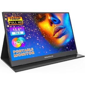 BIGASUO Portable Monitor, 15.6'' 1080P FHD Portable Monitor for Laptop, USB-C HDMI Computer Display HDR, Ultra-Slim IPS Gaming Monitor with Smart Cover for Laptop, PC, Phone, Mac, Xbox, PS4/5, Switch