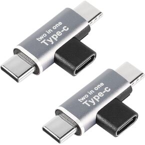 QIANRENON 2 in 1 USB C Charging Power Splitter Adapter Type C 1 Female to 2 Male T-Type Charging Connector, only for Charging，2 Pcs