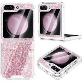 جراب لهاتف Samsung Galaxy Z Flip 6، غطاء هاتف لامع لامع، مقاوم للصدمات بأربعة زوايا لهاتف Samsung Galaxy Z Flip 6 5G للنساء والفتيات، أرجواني