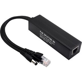 Industrial Gigabit PoE Splitter with IEEE 802.3af/at-Compliant 10/100/1000Mbps,Power Over Ethernet Splitter Adapter for Raspberry Pi 5 4B 3B+ 3B/Network Camera, 5V 5A 25W Output, DC Port