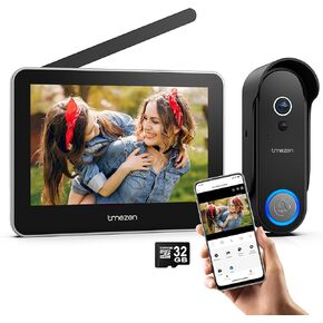 Tmezon Wireless Video Doorbell with Camera and Monitor WiFi Doorbell Intercom System, 1080P Camera with Monitor, Video Door Phone 7''Touch Screen, Motion Detection, No Monthly Fees, Tuya APP 2.4G/5G