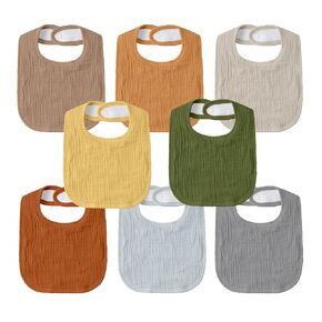 GLLQUEN BABY Muslin Drool Bibs for Boys Girls 8 Pack, Adjustable Baby Bibs for Drooling and Teething, Soft Cotton Baby Bandana Bibs for Newborn Feeding Essentials(Flower)