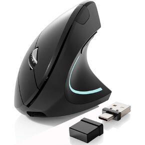 Bluetooth mouse,Type-c and USB 2.4G Wireless Vertical Mouse Rechargeable Ergonomic mouse, 800/1200 /1600 DPI, 5 Buttons for Laptop, Desktop, PC, Macbook,Mac Computer (Black)