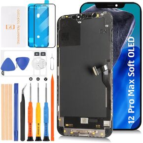 Soft OLED 12 Pro Max LCD Screen Replacement for iPhone 12 Pro Max 6.7 inch [Soft OLED,NOT LCD] Display Touch Digitizer Screen Assembly A2411 A2342 A2410 A2412 with Repair Tool