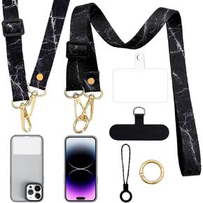 Crossbody Phone Lanyards-1× Adjustable Neck Strap,2× Phone Patches, Universal Phone Strap Holder, Multifactional Phone Chain Compatible with Phones Case Keys Keychain Wallet ID Badge,Purple
