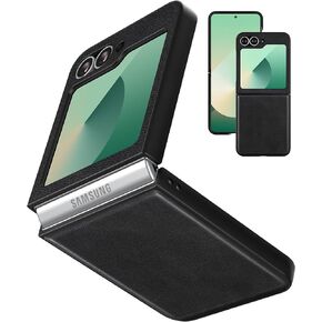 Feitenn Case for Galaxy Z Flip 6 2024,Premium Hard PU Leather Back Cover, Ultra Slim and Lightweight Protective Phone Case for Samsung Galaxy Z Flip 6 5G (Black, Z Flip 6)