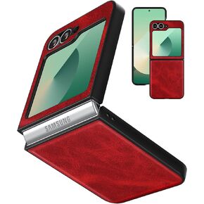 Feitenn Case for Galaxy Z Flip 6 2024,Premium Hard PU Leather Back Cover, Ultra Slim and Lightweight Protective Phone Case for Samsung Galaxy Z Flip 6 5G (Black, Z Flip 6) in Kuwait