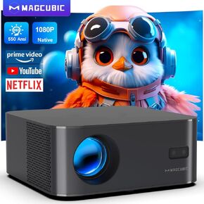 [Netflix رسميًا] جهاز عرض محمول بدقة 4K مع WiFi وBluetooth 5، جهاز عرض فيديو ذكي Magcubic Native 1080P التركيز التلقائي Keystone، جهاز عرض أفلام خارجي، جهاز عرض مسرح منزلي قصير المدى