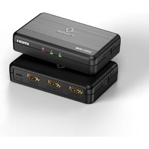 8K@60Hz 1 in 2 Out HDMI Splitter, 4K 120Hz HDMI Duplicator, HDR, HDCP 2.3 2 2 Port Splitter, compatible with Xbox Series X, PS4 Pro, PS5, Blu-ray Player. HDCP2.3 48Gbps.