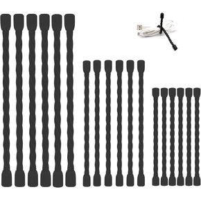 Twist Tie - 18PCS Silicone Cable Ties, Reusable Twist Ties Bendable Cable Ties for Bundling and Holding, 4 6 8 Inch Cable Tie Straps Organizer(Black)