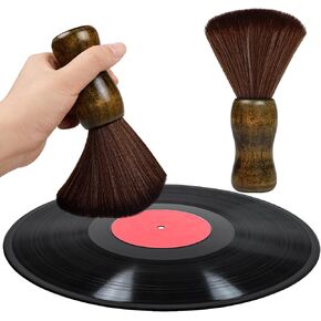 Vinyl Record Cleaner Brush, Anti Static Dust Remover with Fine Fiber Bristles, Wood Record Brush Accessories for Vinyl Albums LP CD Cartridge (Dark Brown)