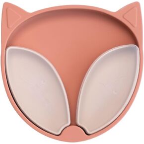 Tidy Tot ®™ Baby and Toddler Suction Plate for Feeding and Weaning | Silicone Plate with Secure Suction | Removable Plate Divider Pots with Lids. Suction Plates for Babies from 6 Months. Owl and Fox