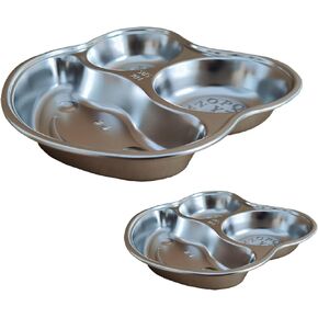 Durable TotSafe Educational 304 Stainless Stainless Steel Toddler Plate (Divided Round) meal plate Enhances memory, recognition, and fine motor skills and non-toxic, BPA and Phthalates-free