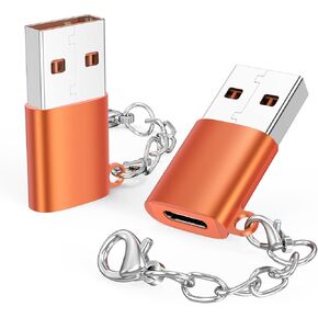 FEMORO USB to USB C Adapter with Keychain 10 Pack, USB-C Female to USB-A 3.0 Male Converter USBC-C Type C Connector Key Chain OTG for iPhone 15 iPad Mini Android Phone MacBook Laptop PC Car