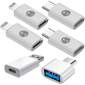 URANT (6Pack Adapter,USB C to USB 3.0 OTG Adapter,2 Type C Female to Lightning Male,2 Lightning Female to Type C Male Compatible with iPhone 15 14 13 12Pro Max Plus,Samsung Galaxy,Laptop,PC