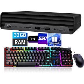 كمبيوتر مكتبي HP EliteDesk 800 G6 Business Mini PC، Core i5-10500 2.3 جيجا هرتز حتى 3.8 جيجا هرتز، ذاكرة وصول عشوائي DDR4 سعة 32 جيجا بايت، 1 تيرابايت SSD، واي فاي، نوع C، لوحة مفاتيح وماوس، Windows 11 Pro (متجدد) in Kuwait