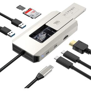 WAVLINK 4K USB C Hub, 8 in 1 Docking Station with 10Gbps M.2 PCIe/SATA SSD Enclosure, for Thunderbolt 3/4 or video-capable USB-C devices, 100W PD, USB-C/USB-A 3.2, SD/TF, USB 2.0 for Windows, Mac OS