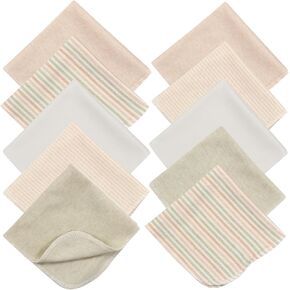 مناديل أطفال عضوية من سمولك، 10 عبوات - مناديل مبللة للأطفال قابلة لإعادة الاستخدام للبشرة الحساسة، مناديل وجه للأطفال فائقة النعومة واللطيفة، مثالية للفتيات والفتيان حديثي الولادة (متعددة الألوان، 10 عبوات) in Kuwait