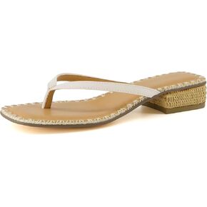 CUSHIONAIRE Women's Breezy Block Heel Thong Sandals +Memory Foam, Wide Widths Available