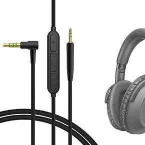 GEEKRIA Audio Cable with Mic Compatible with Sennheiser Momentum 4, PXC 550, PXC 550 II, ACCENTUM Plus Headphones Cable, 2.5mm to 3.5mm Replacement Stereo Cord with Inline Microphone (4 ft/1.2 m)
