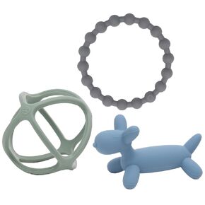 WeeSprout Handheld Teether Set (Bright Green, Purple & Blue)