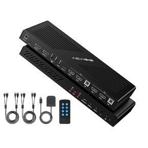 ACASIS KVM Switch 2 Monitors 2 Computers 4K@60Hz, EDID Emulation, Dual Monitor KVM with 4*USB2.0 for 2 Computers Share Keyboard & Mouse, IR Remote, Hotkey Switch, L/R Audio, and 2*KVM Cables
