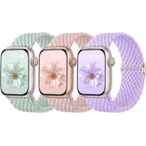 3 Pack Braided Stretchy Solo Loop Compatible for Apple Watch Bands 38mm 40mm 41mm 42mm 44mm 45mm 49mm for Women Men, Nylon Elastic Strap Wristbands for iWatch Series 9 8 7 6 5 4 3 2 1 SE Ultra/Ultra2 in Kuwait