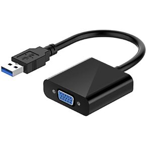 USB 3.0 to VGA Adapter, USB 3.0/2.0 to VGA 1080P Adapter (Male to Female), Multi Monitor External Video Graphic Card Cable Converter for Windows 10/8.1/8/7/XP Built-in-Drivers
