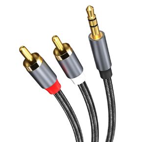 MMOBIEL RCA to USB-C Audio Cable USB-C to 2 RCA Male Audio Cable – RCA Y Splitter – Headphone Jack Adapter Nylon Braided Type-C to RCA Audio Cord for Smartphones, Tablets, Speakers etc. – 4ft