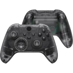 eXtremeRate Full Set Shell Buttons for Xbox Series X & S Controller, Clear Black Replacement Side Rails Grips Front Back Plate Cover for Xbox Core Wireless Controller [Controller NOT Included]