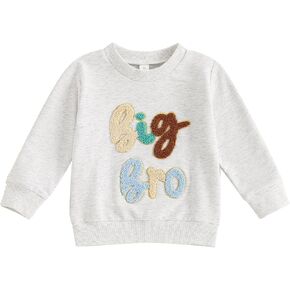 VISGOGO Little Brother Newborn Outfit Infant Baby Boy Big Lil Brother Matching Sweatshirt Romper Sweater Toddler Boy Clothes
