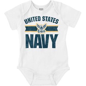 Brisco Brands United States Navy Military Logo Baby Romper Boys or Girls