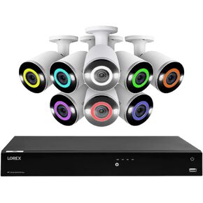 Lorex Fusion 4K (16 Camera Capable) 4TB Wired NVR System with 8 Bullet Camera Featuring Smart Security Lighting and 2-Way Audio